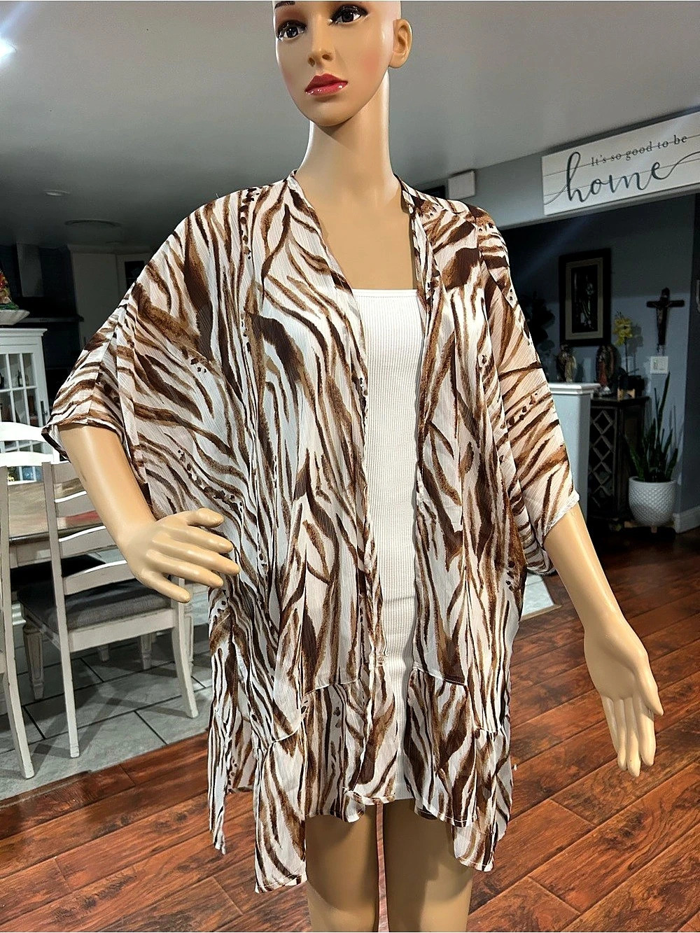 Maurices Animal Print Kimono in Brown & White Like New , one size